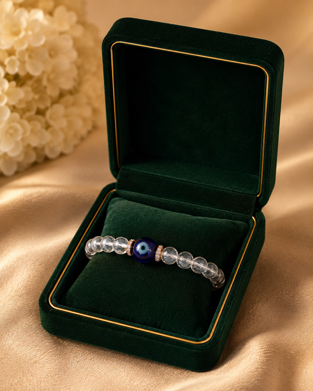 Azure Halo Diamond Charm Bracelet in 18K White Gold