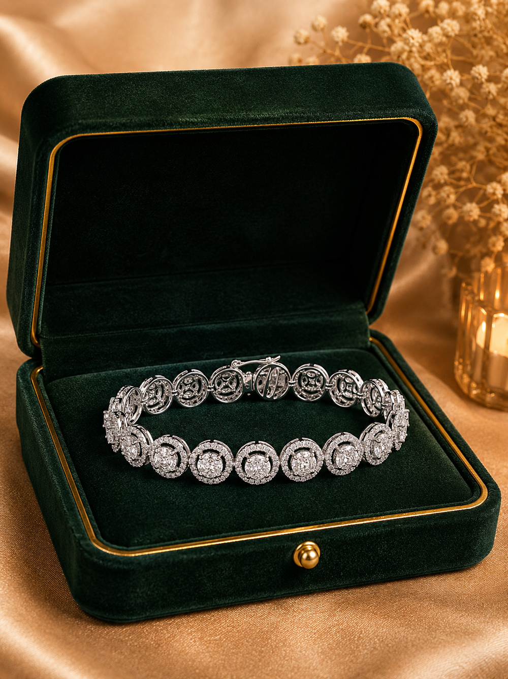 Asterica Sphere Illusion Diamond Bracelet in 18K White Gold