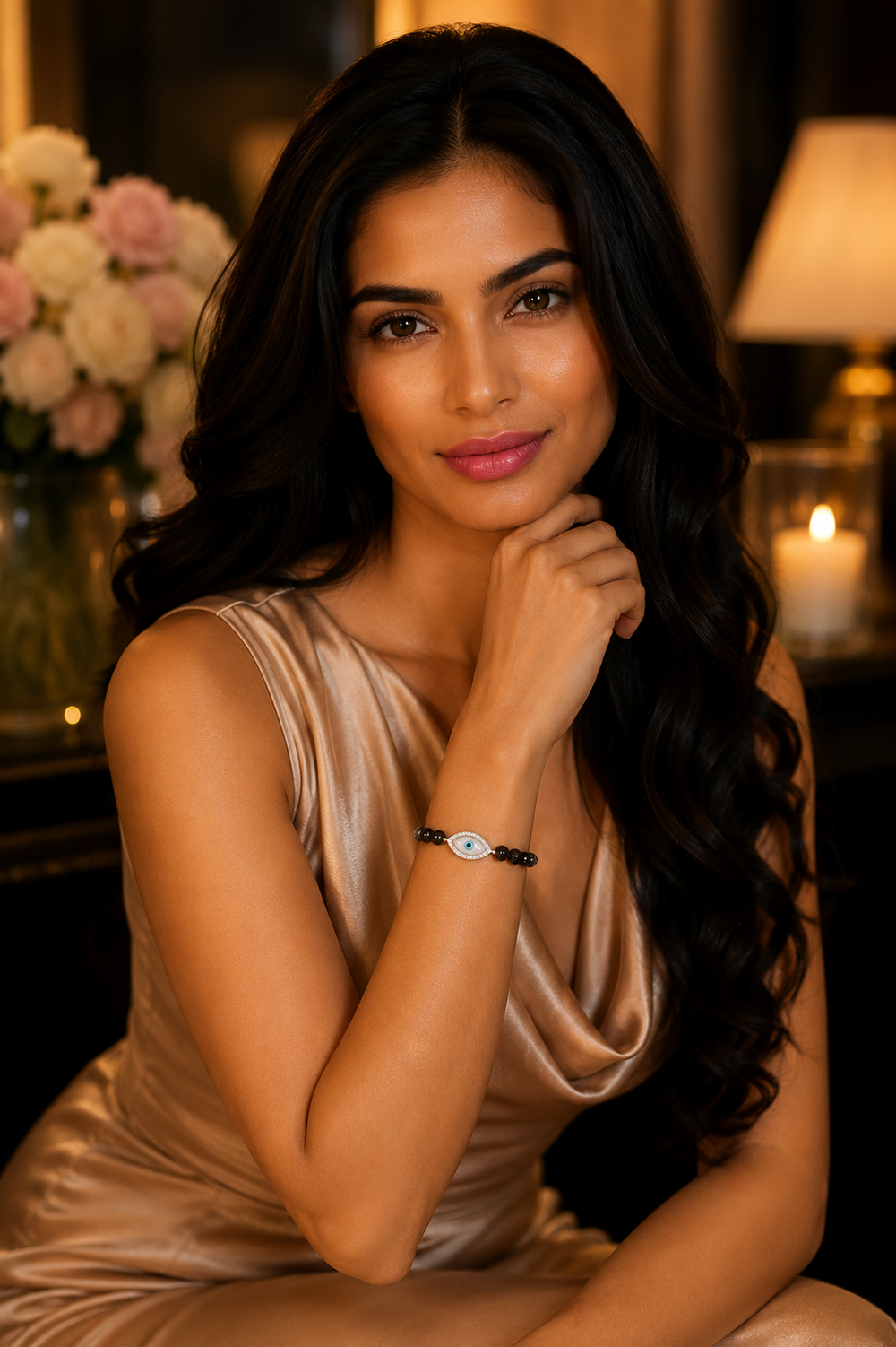 Luna Protect Evil Eye Diamond Bracelet in 14K Gold