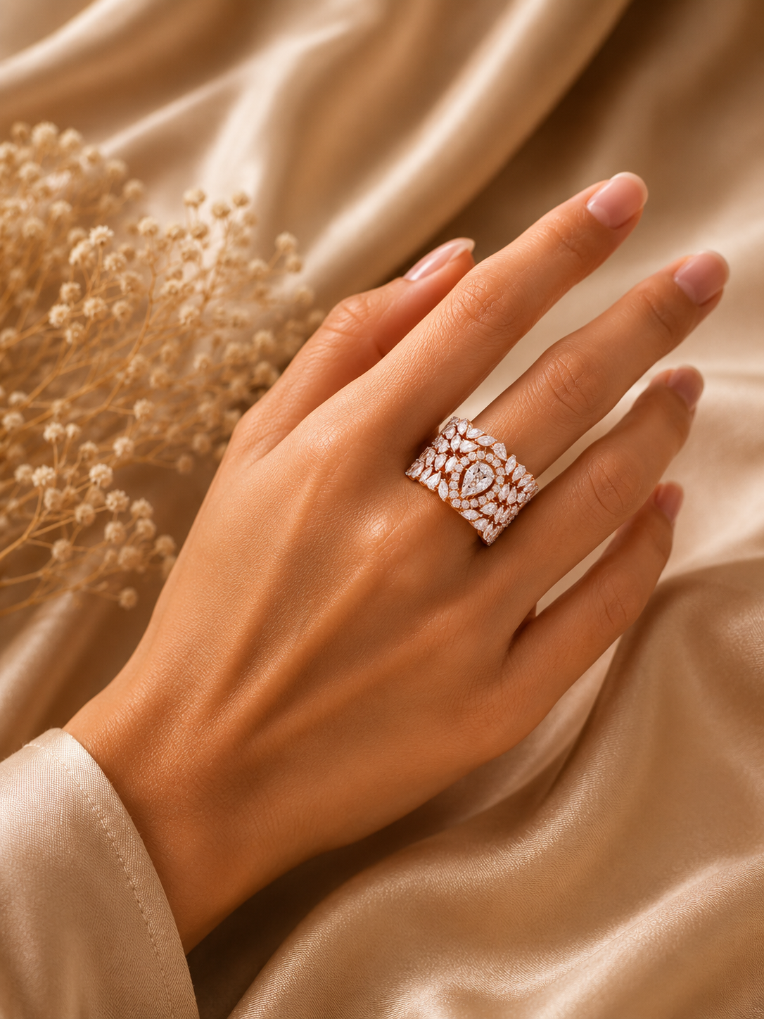 Asterica Illusion Pear Diamond Ring
