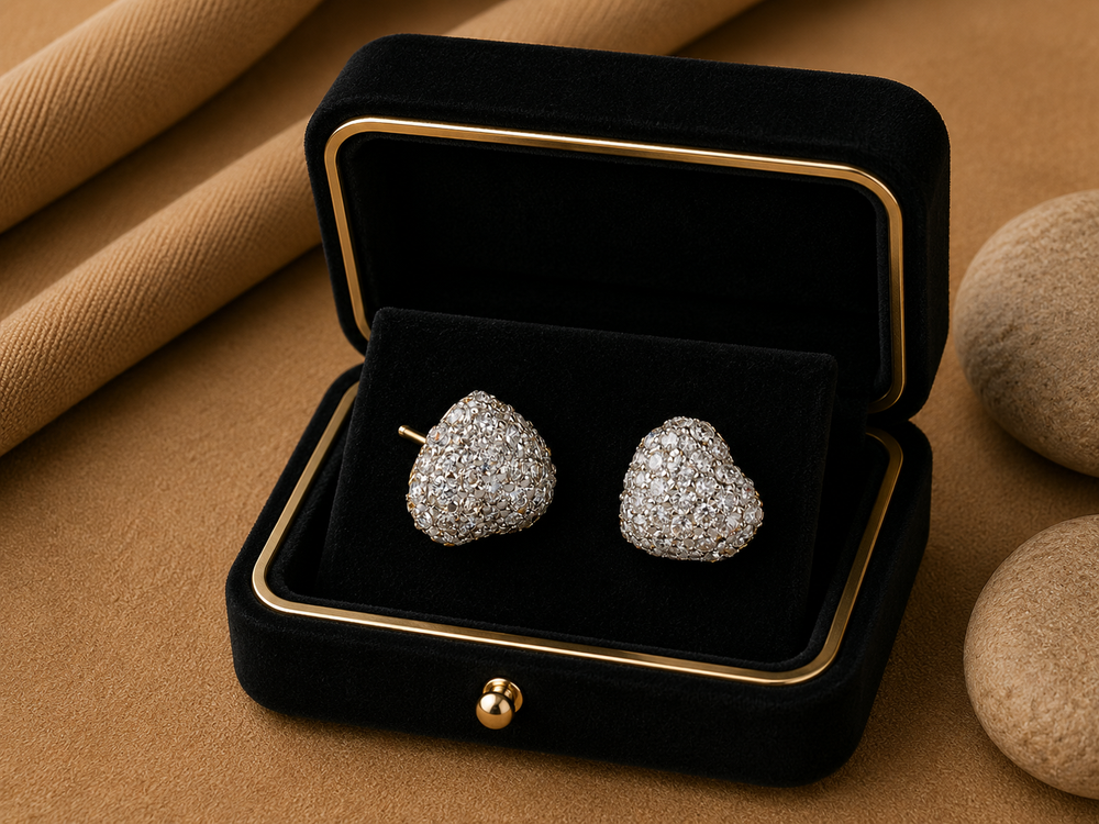 Noir Pavé Diamond Cushion Stud Earrings