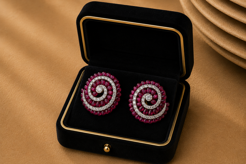 Rouge Opéra Ruby Diamond Statement Earrings in 18K Gold