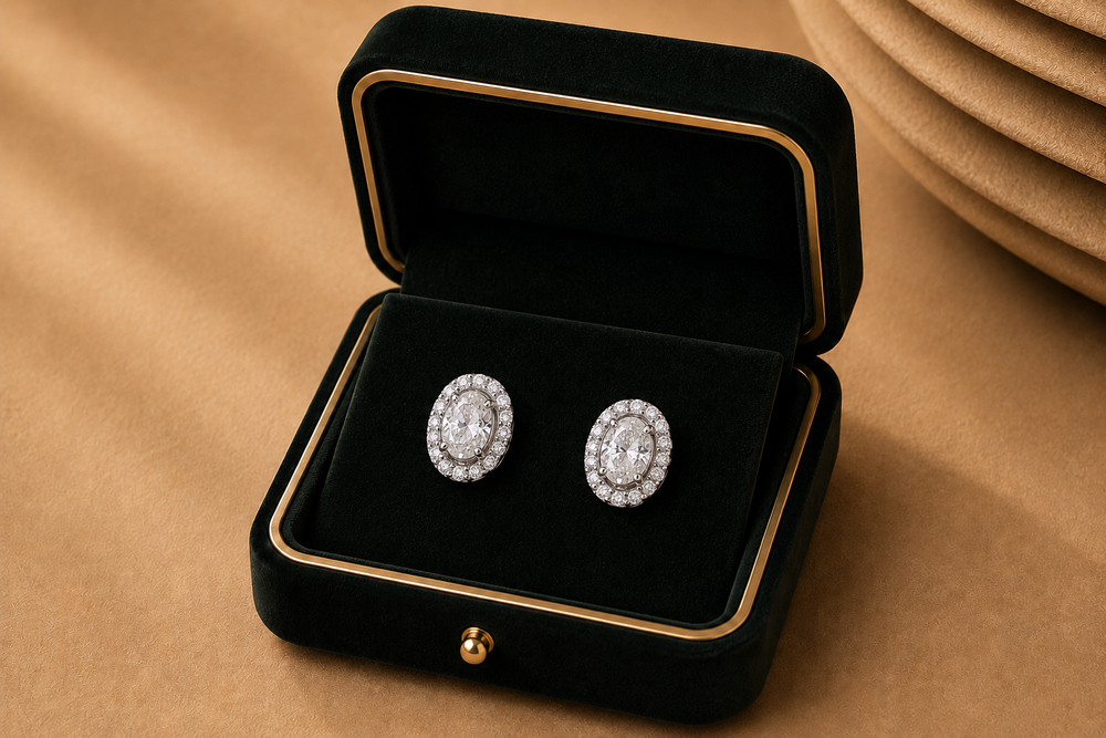Izzari Vintage Halo Diamond Stud Earrings