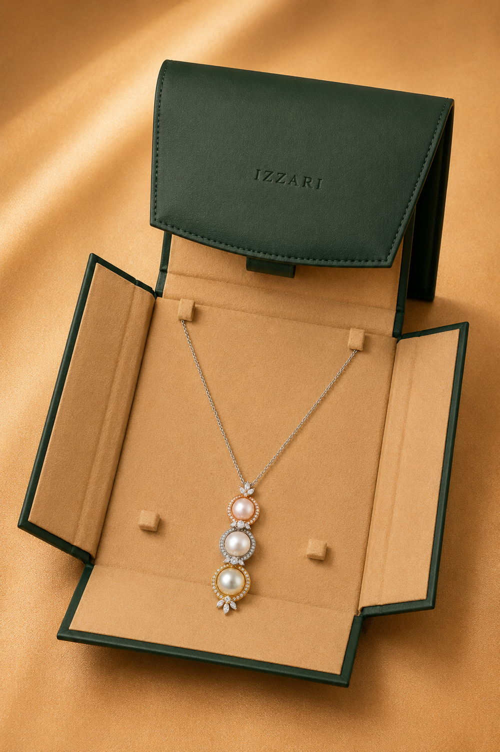 Vintage Emerald Diamond Pendant Necklace in 18K Gold