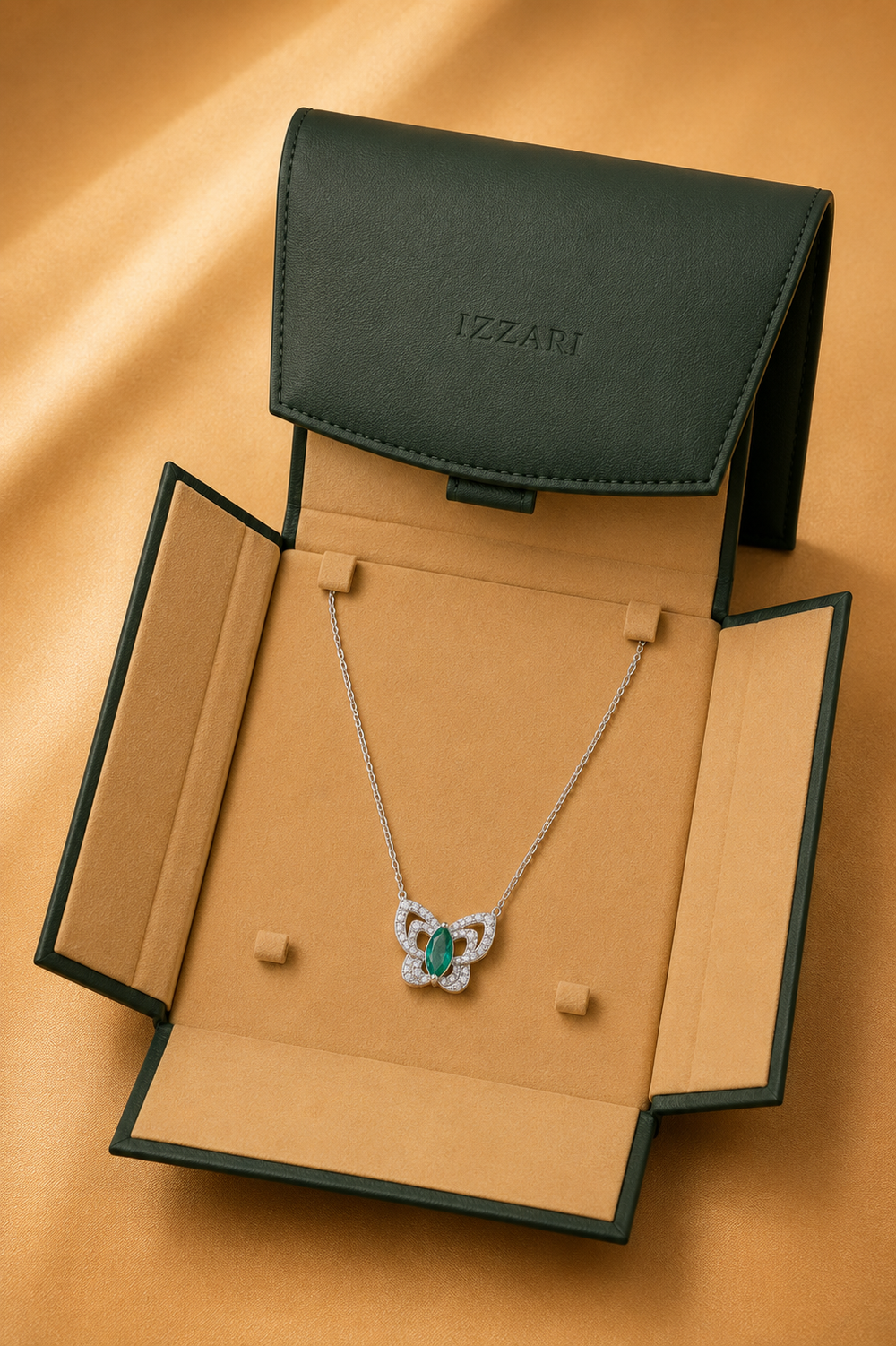 Emerald Diamond Pendant Necklace in 18K Gold