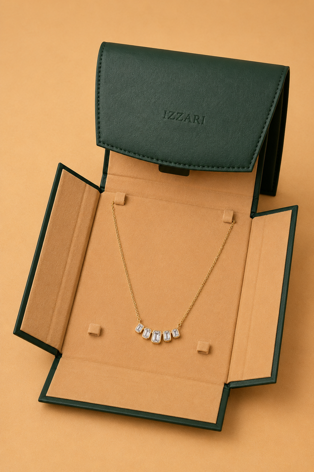 Tiara Emerald Diamond Pendant Necklace in 18K Gold