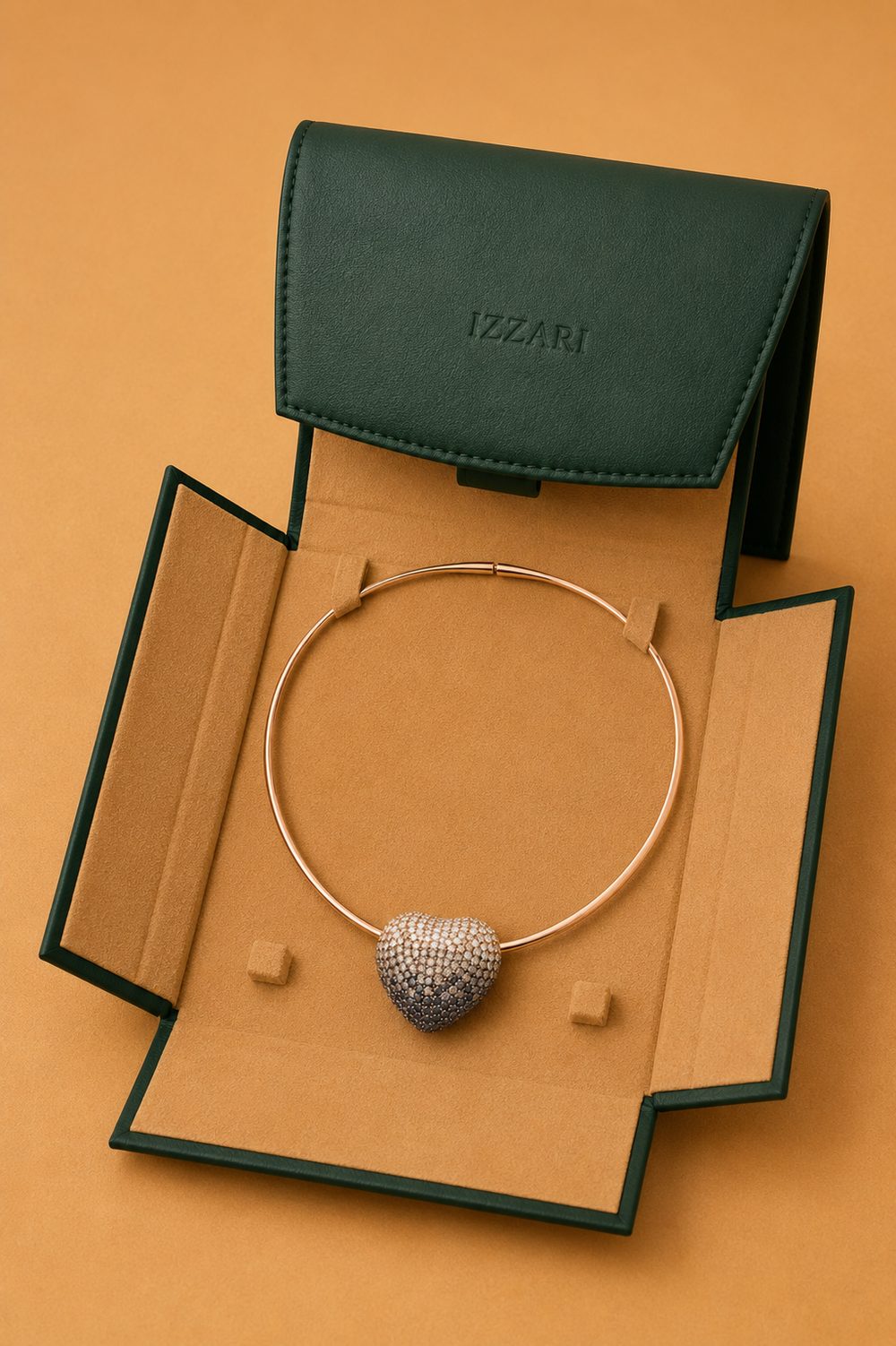 Disco Heart Ombre Diamond Necklace in 18K Gold | Luxury Heart Jewellery
