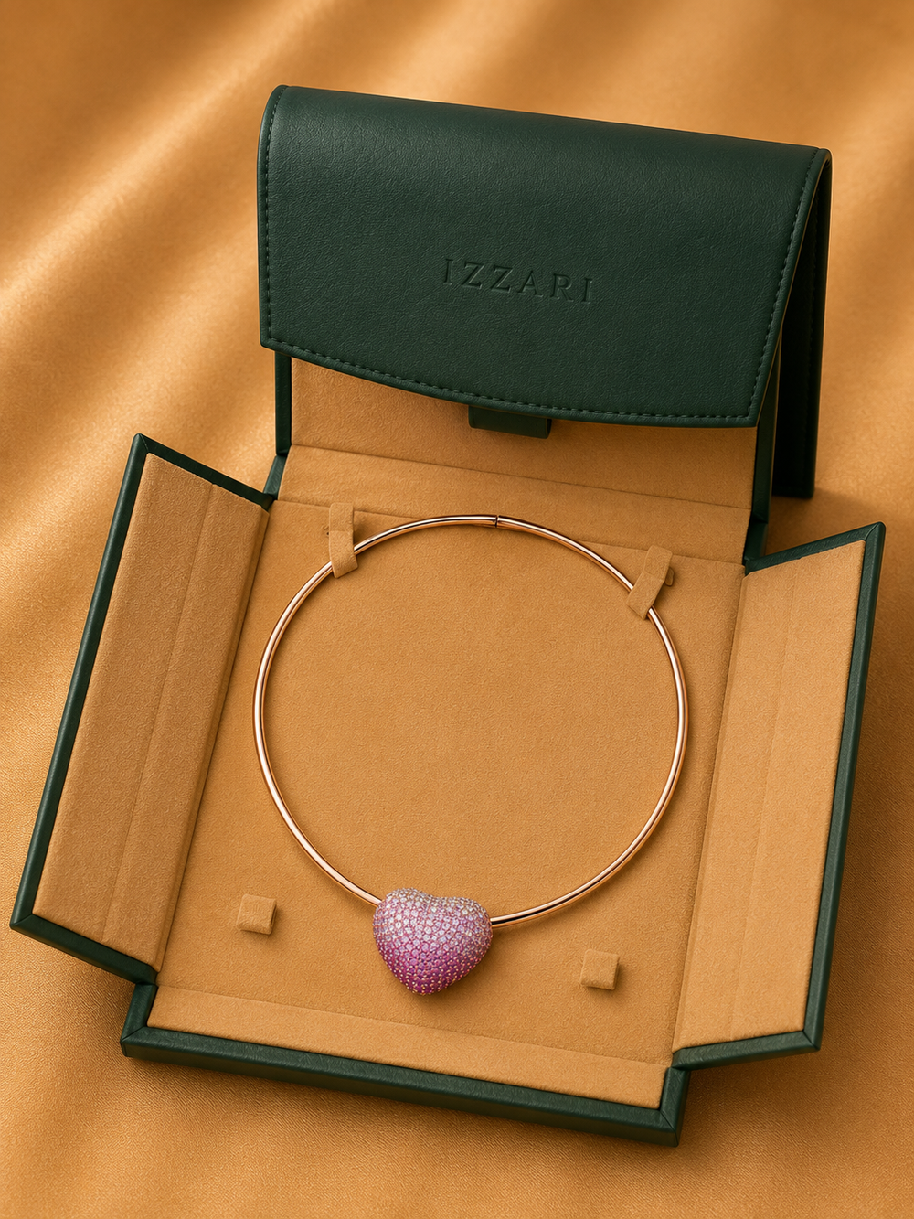 Disco Heart Strawberry Diamond Necklace in 18K Gold | Luxury Heart Jewellery
