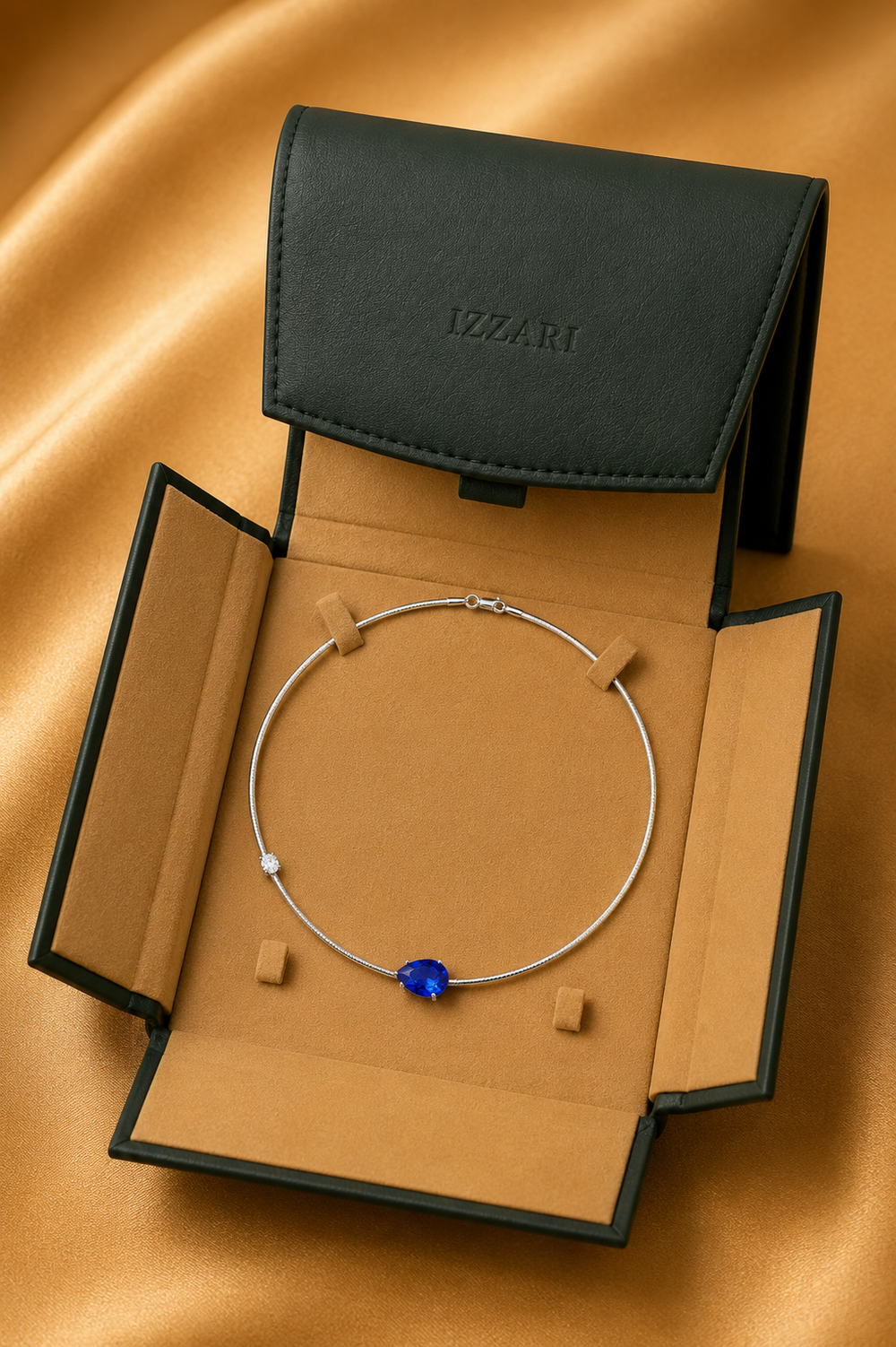 Sapphire Diamond Pendant Necklace in 18K Gold