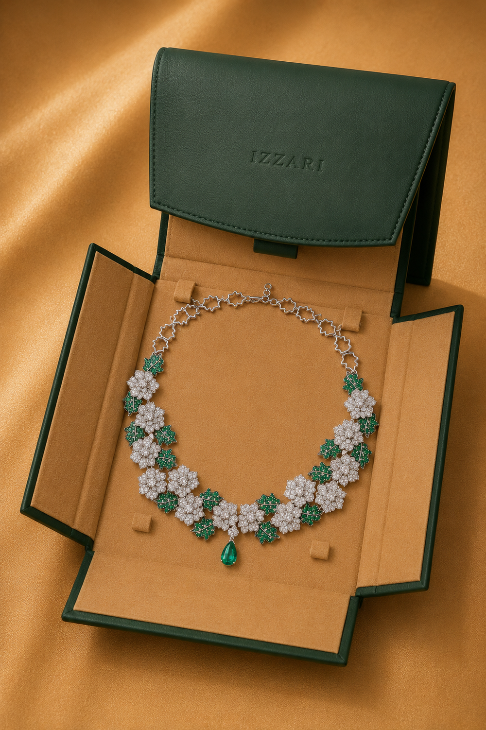 Verdelle Emerald Diamond Statement Necklace in 18K Gold | Luxury Fine Jewellery