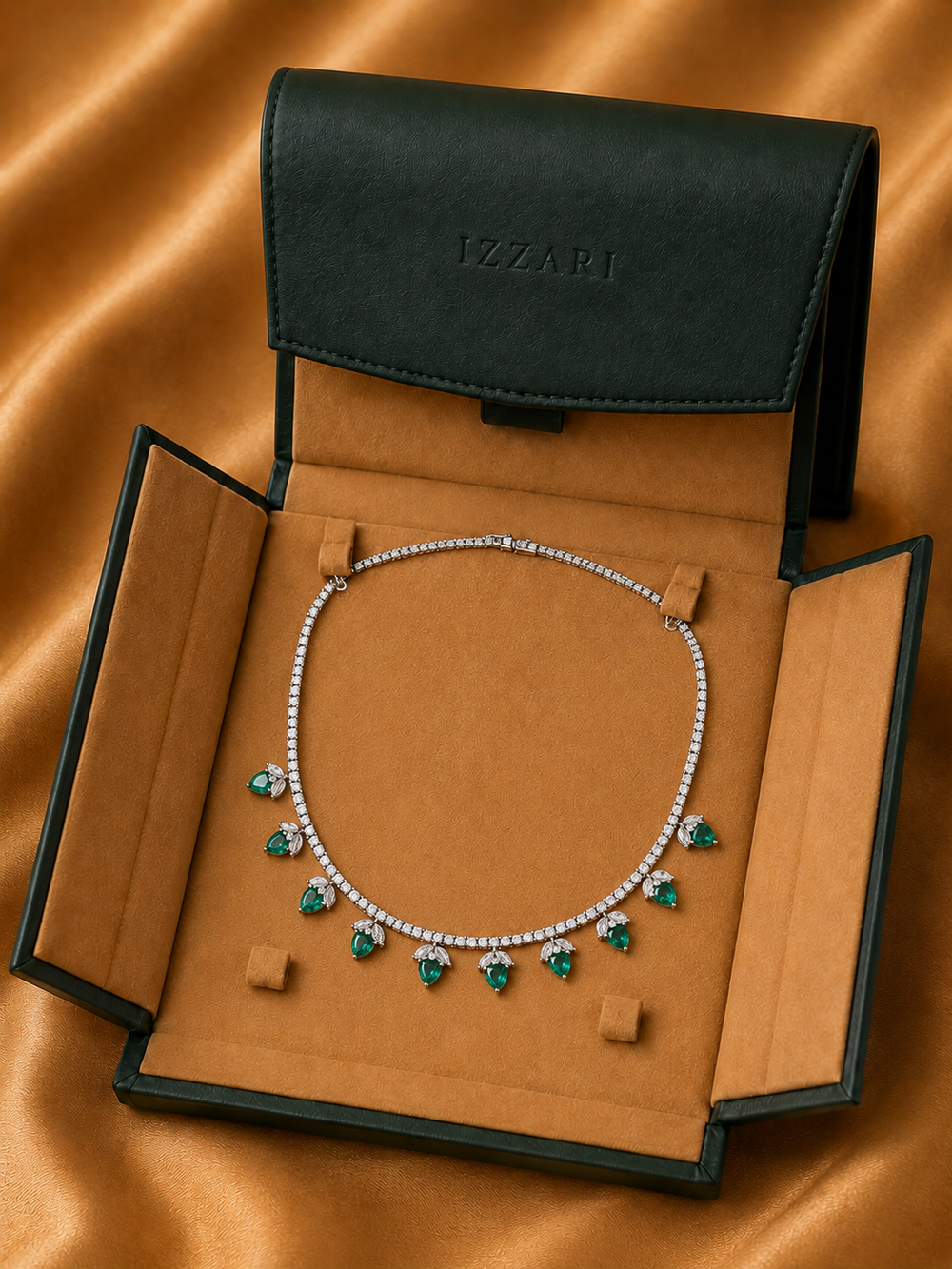 Emerald Drop Fringe Diamond Necklace in 18K Gold | Luxury Statement Fine Jewellery