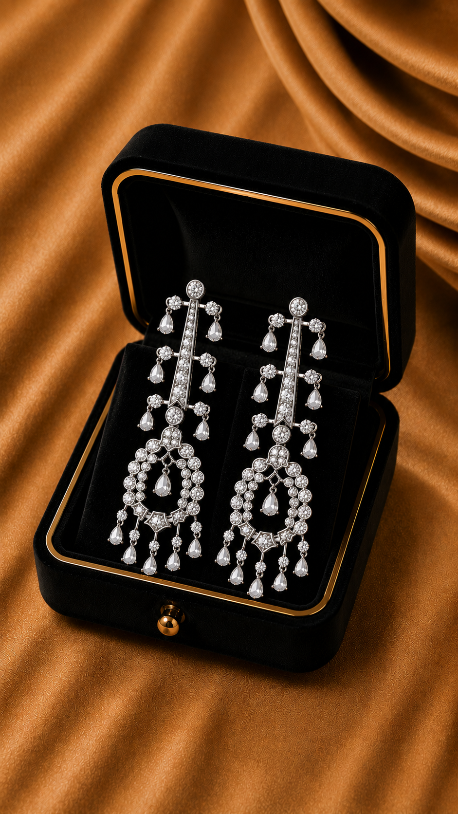 18K White Gold Diamond Fringe Drop Earrings