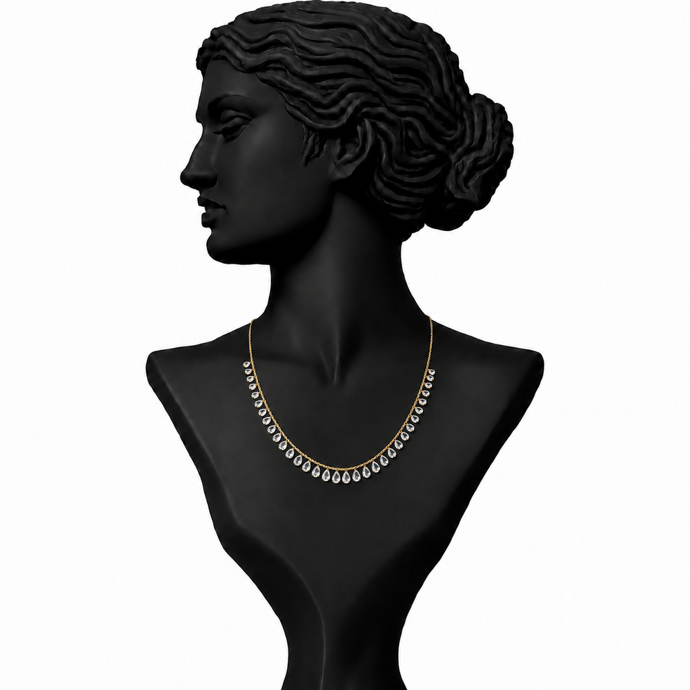 Rosé Cascade Rose Cut Diamond Necklace in 18K Gold | Luxury Fine Jewellery