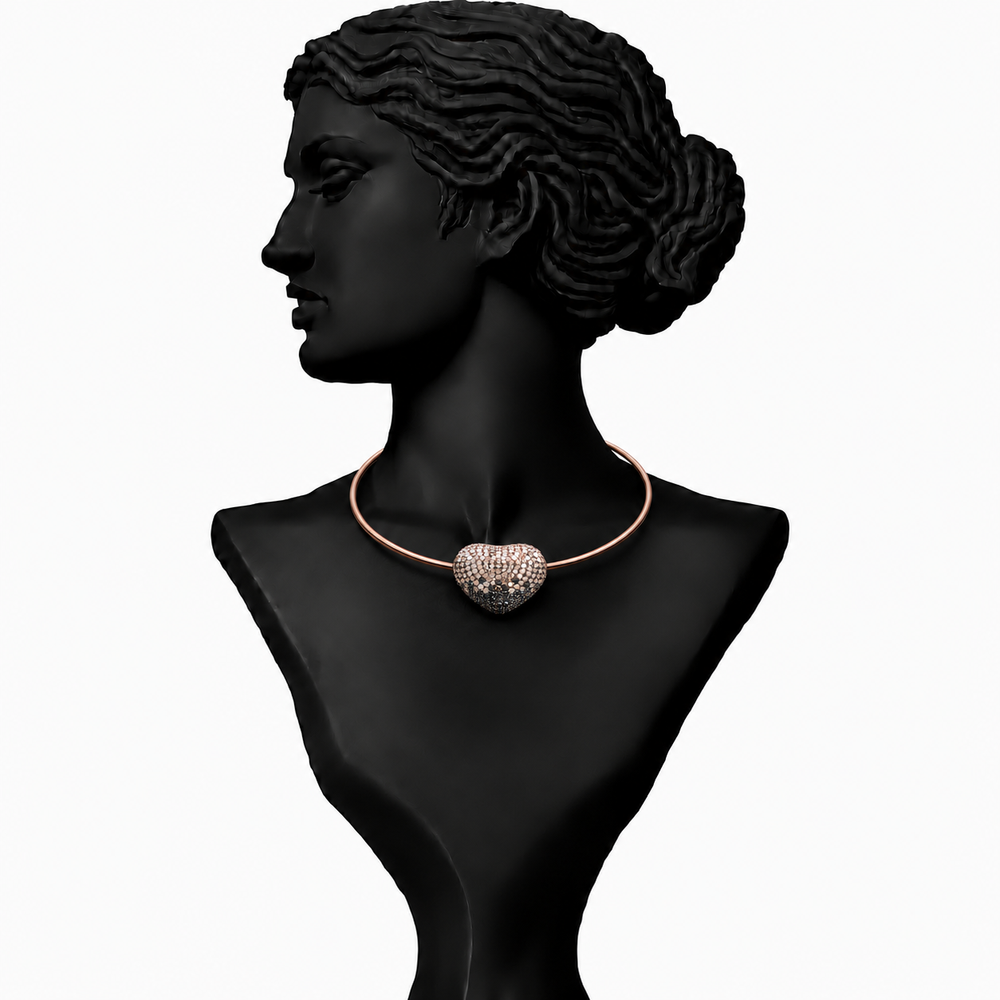 Disco Heart Ombre Diamond Necklace in 18K Gold | Luxury Heart Jewellery