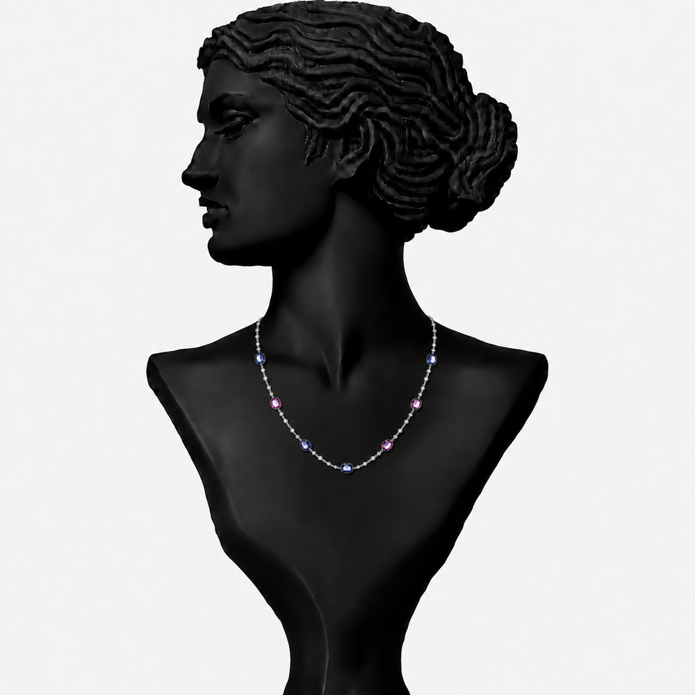 Multi Diamond Statement Necklace in 18K Gold