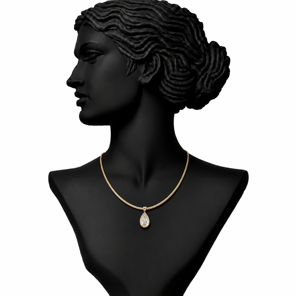 Solitaire Diamond Pendant Necklace in 18K Gold
