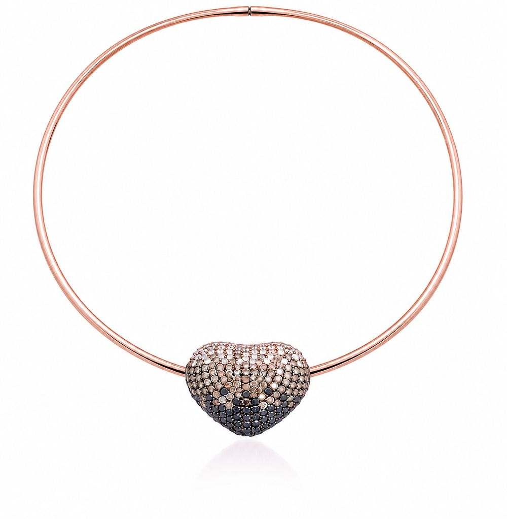 Disco Heart Ombre Diamond Necklace in 18K Gold | Luxury Heart Jewellery