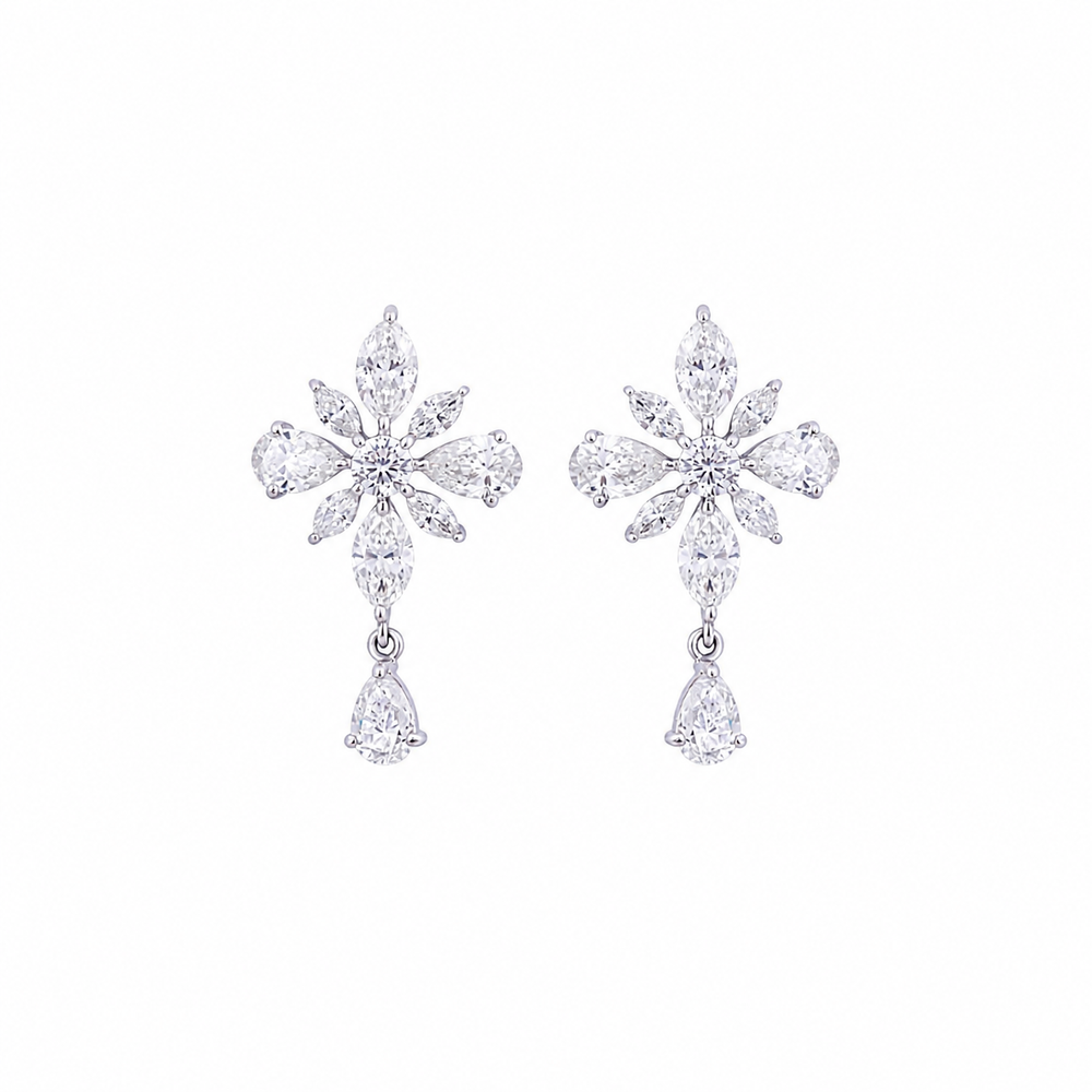 Noir Line Diamond Bar Stud Earrings