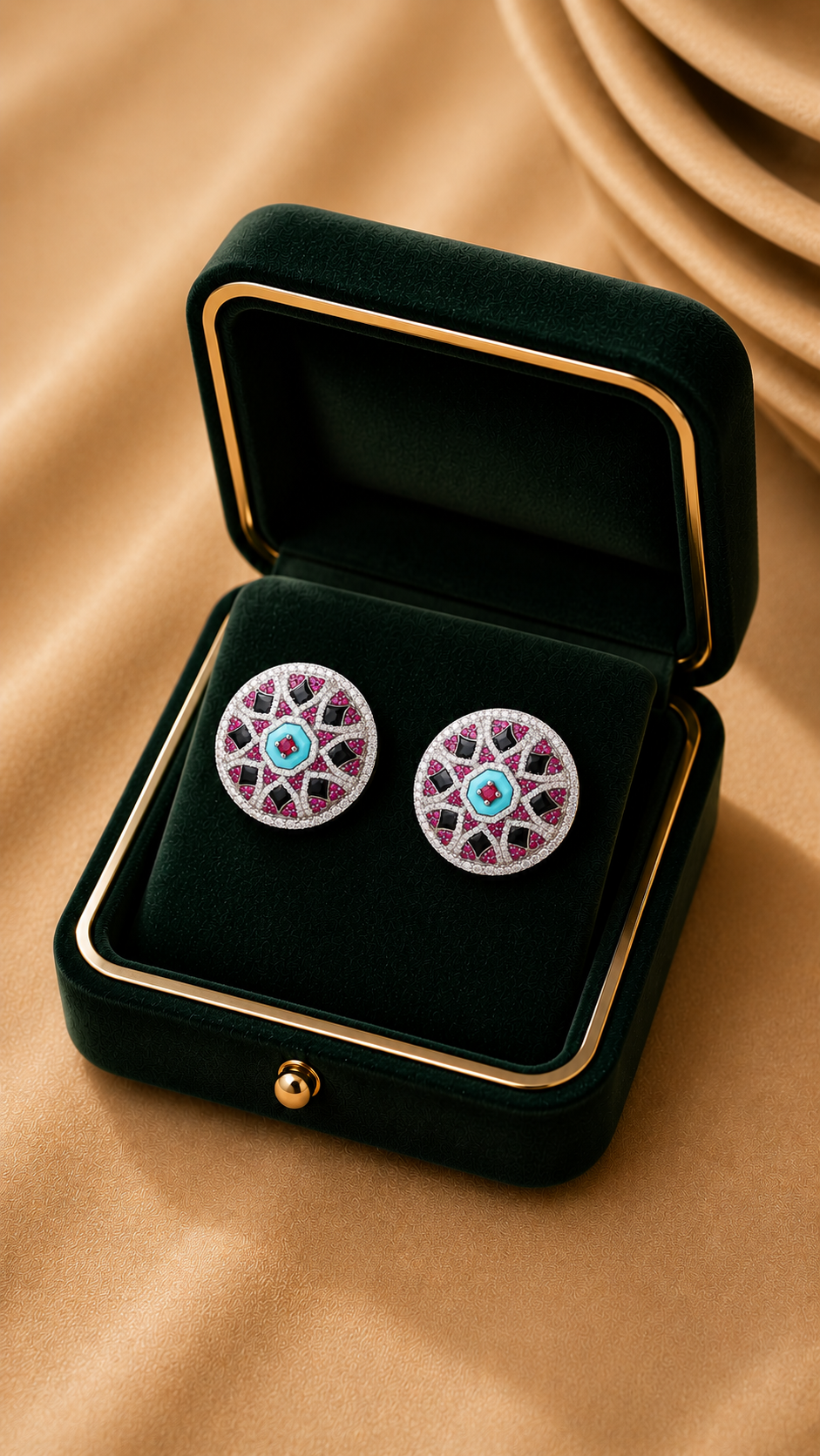 Izzari Rosé Mosaic Gemstone Statement Earrings