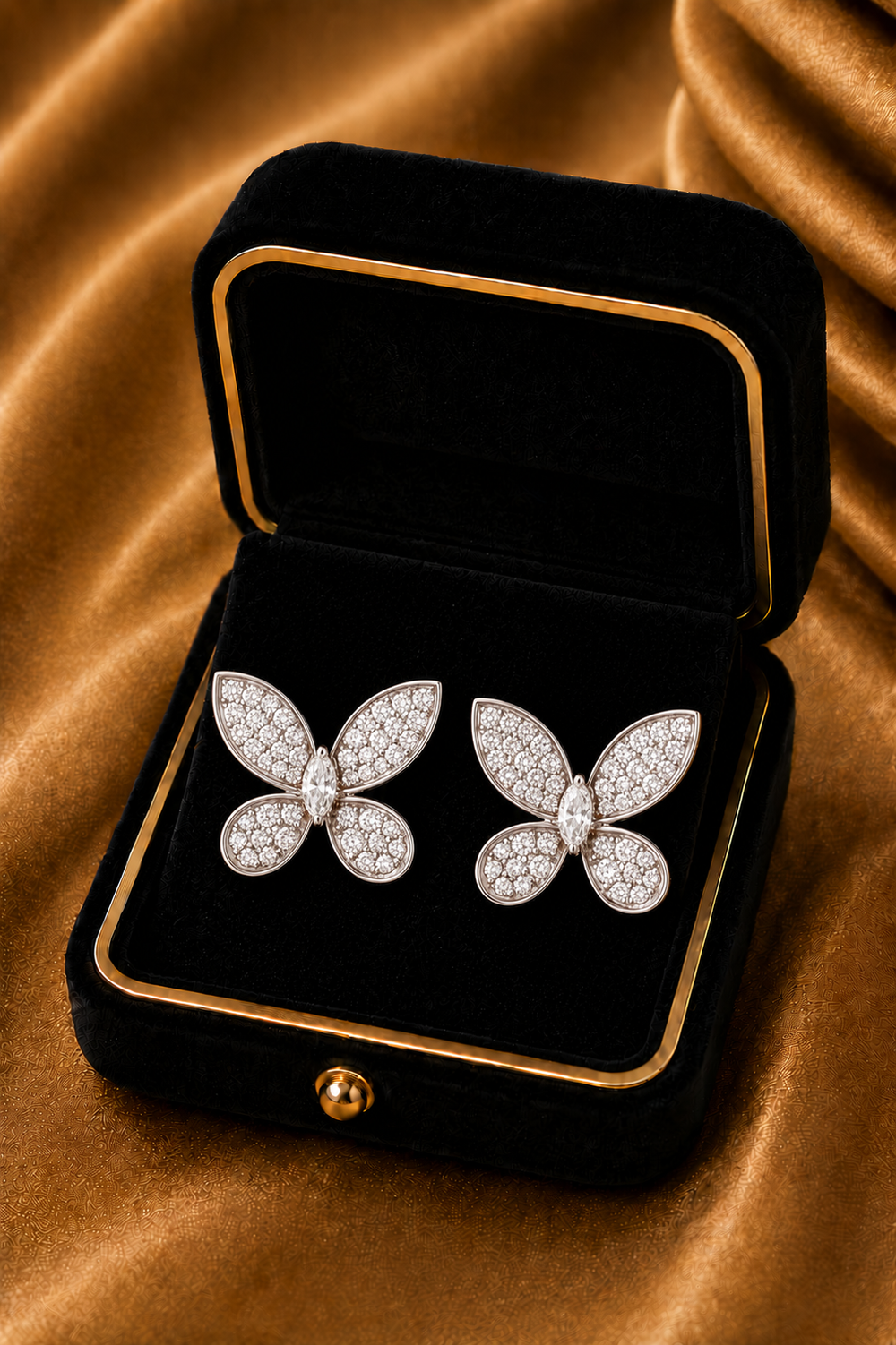 18K White Gold Marquise Diamond Butterfly Earrings