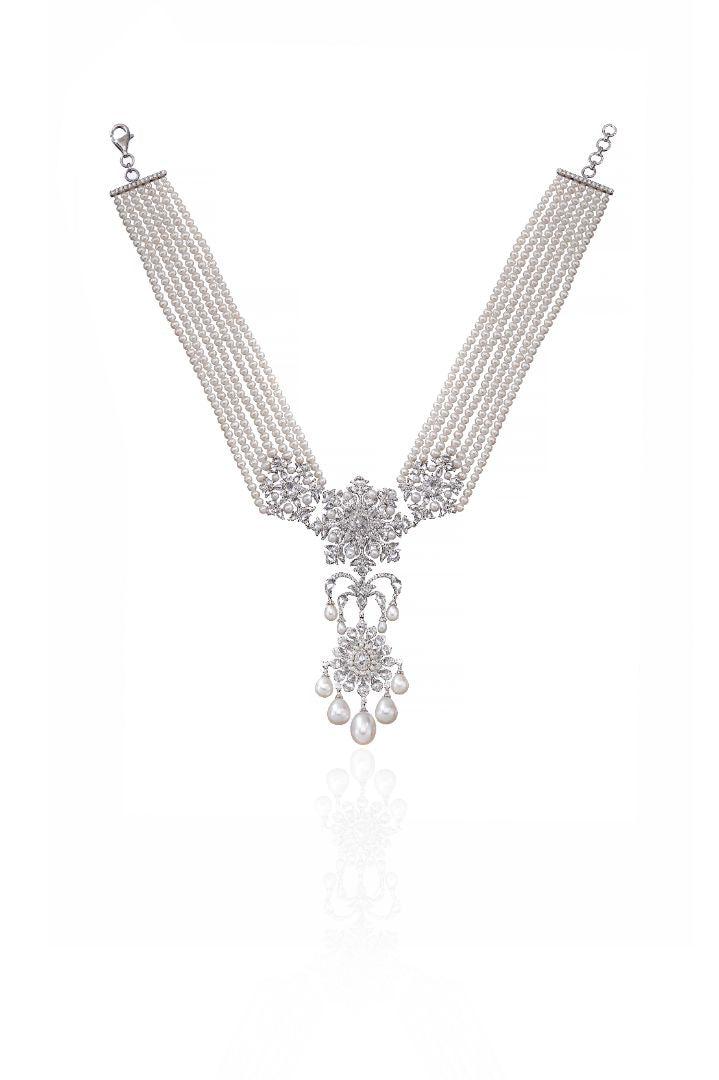 Pearl and Rose Cut Necklace - H