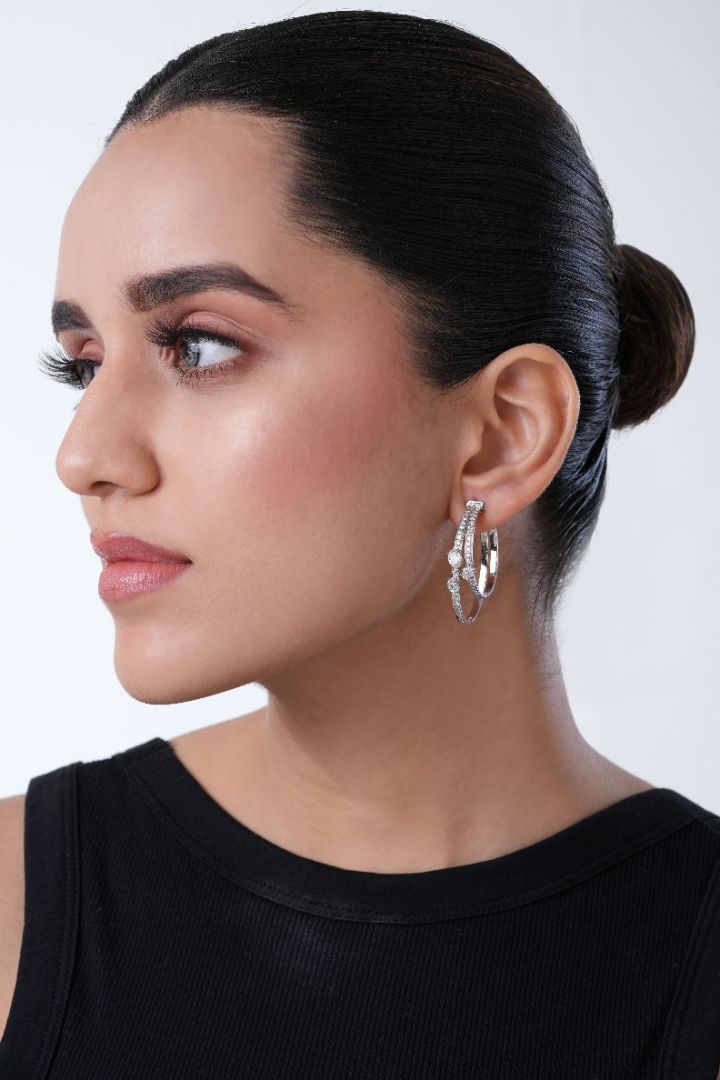 Diamond Double Hoop Earrings