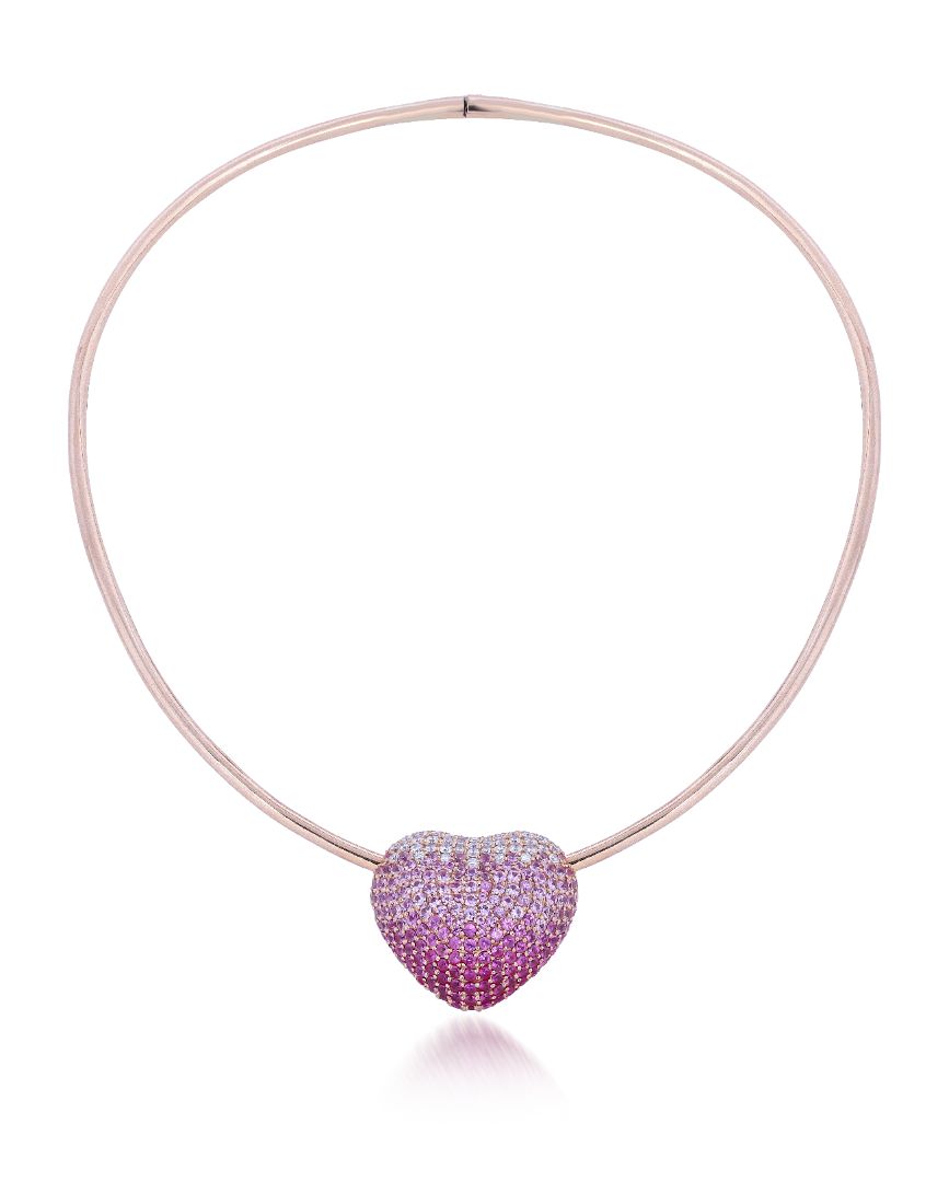 Disco Heart Strawberry Necklace