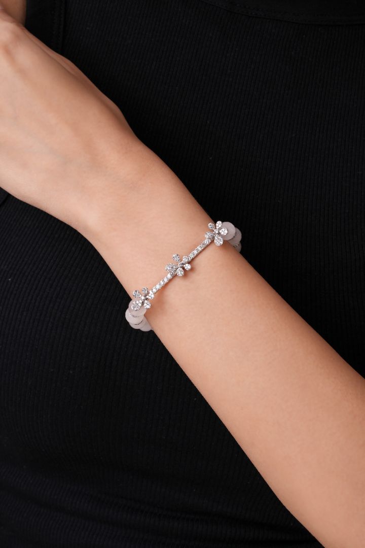 Jasmine Charm Bracelet - Rose Quartz