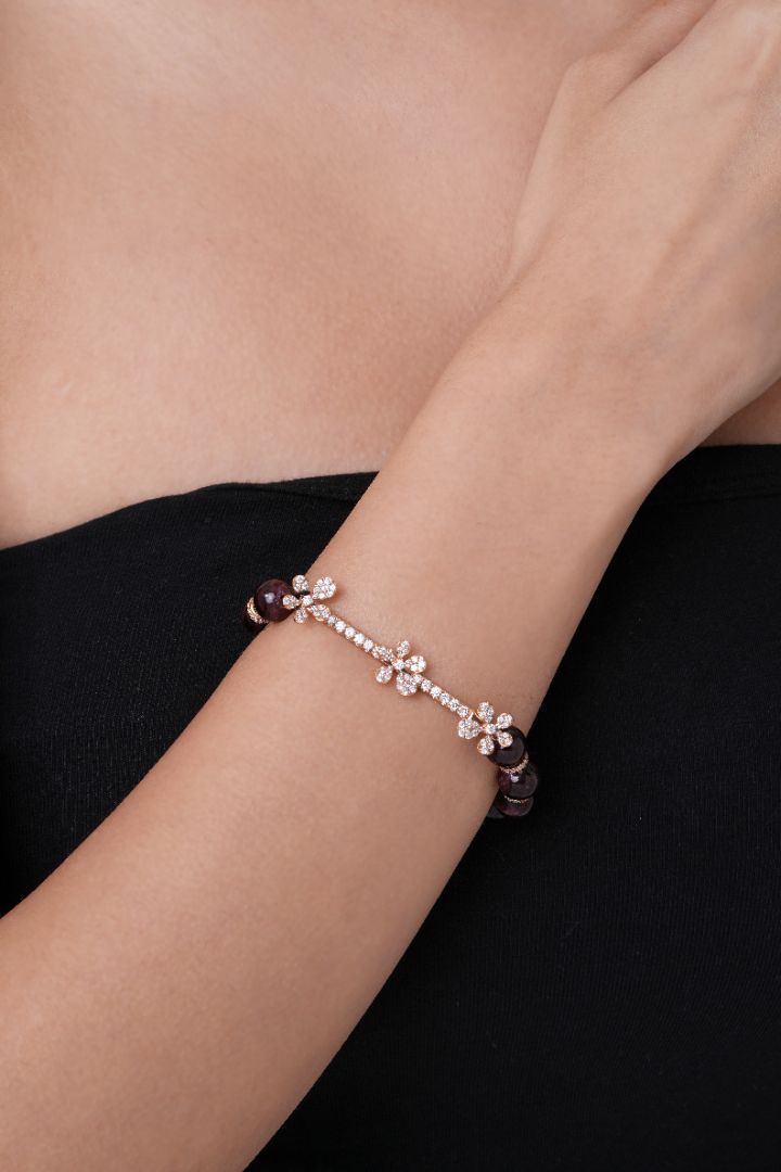 Jasmine Charm Bracelet - Garnett