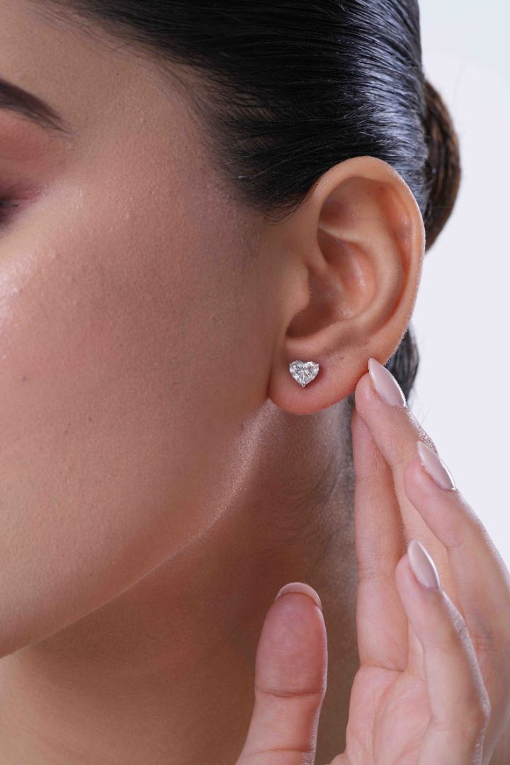 Asterica Heart Solitaire Earrings
