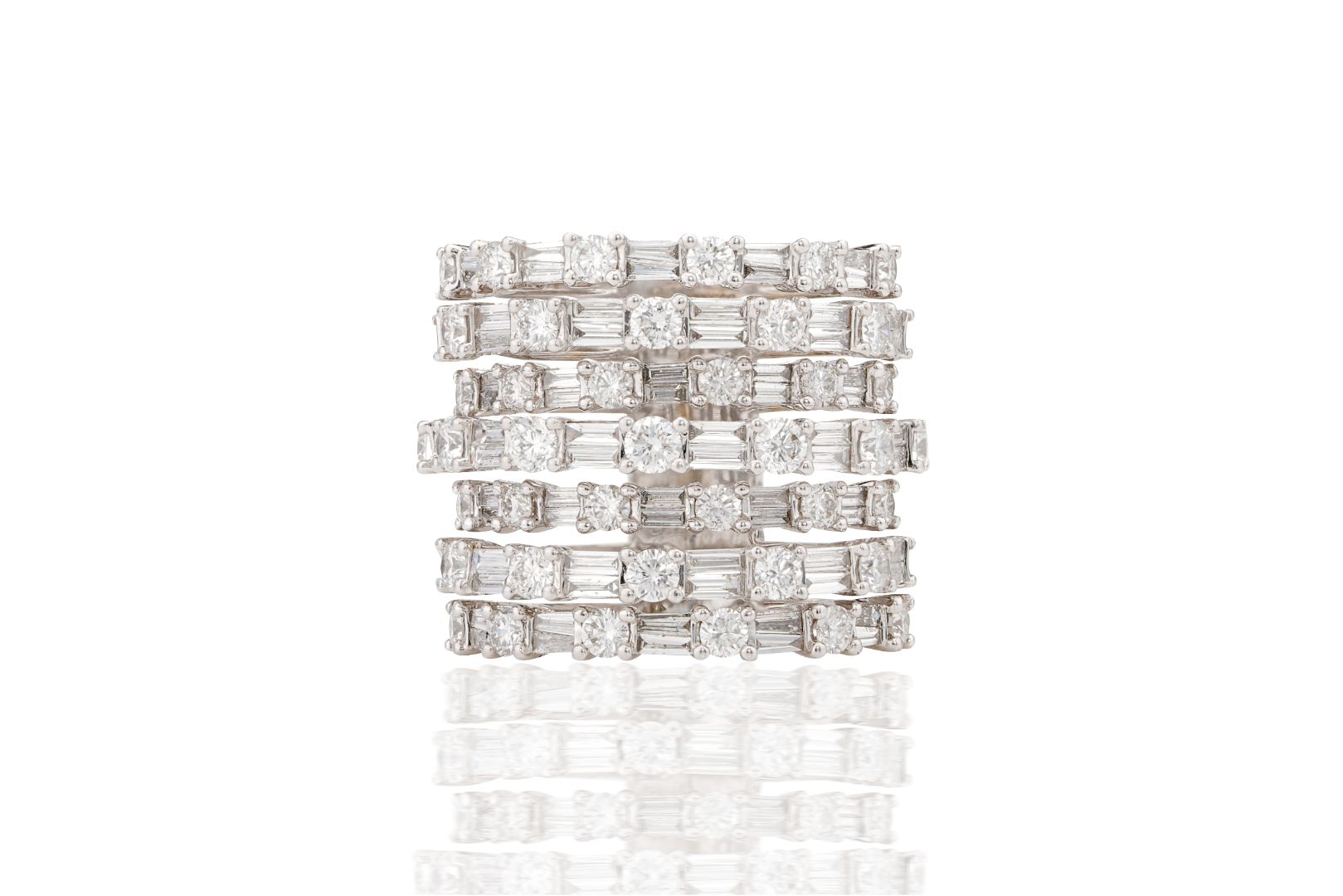 Asterica Baguette Spiral Ring - White