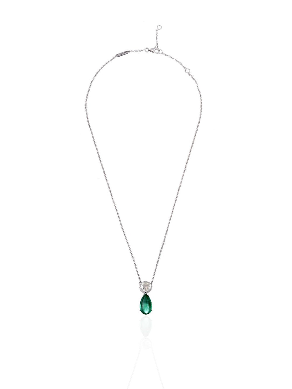 Emerald Drop Diamond Pendant Necklace in 18K Gold