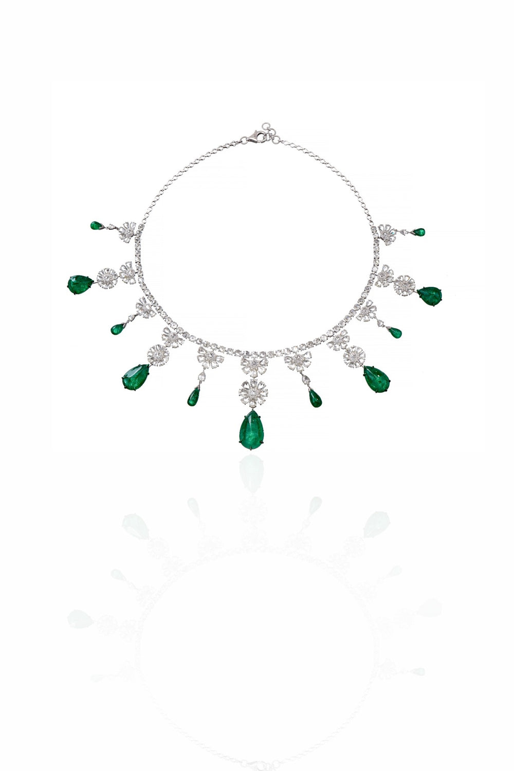 Emerald Cascade Fringe Diamond Necklace in 18K Gold | Luxury Statement Fine Jewellery
