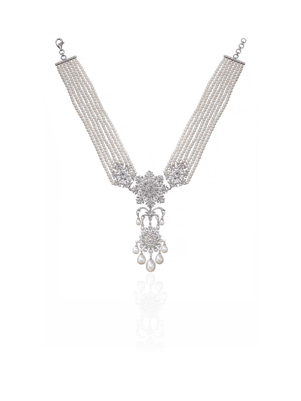 Regalia Pearl Drop Diamond Necklace in 18K Gold | Luxury Statement Fine Jewellery