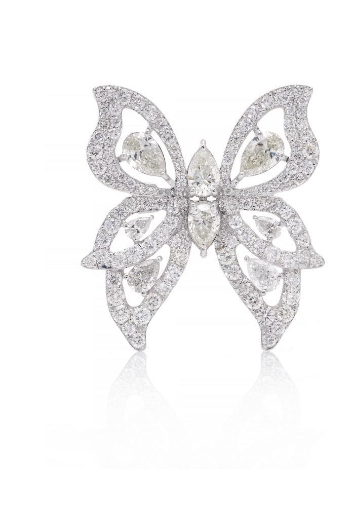 18K White Gold Butterfly Brooch