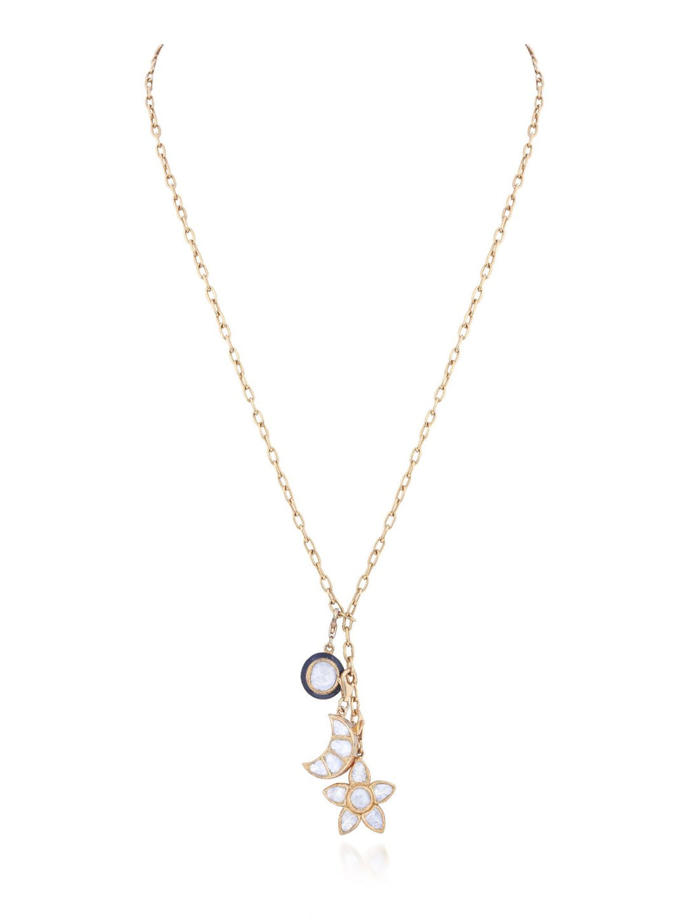 Polki Charms Necklace in 18K Gold