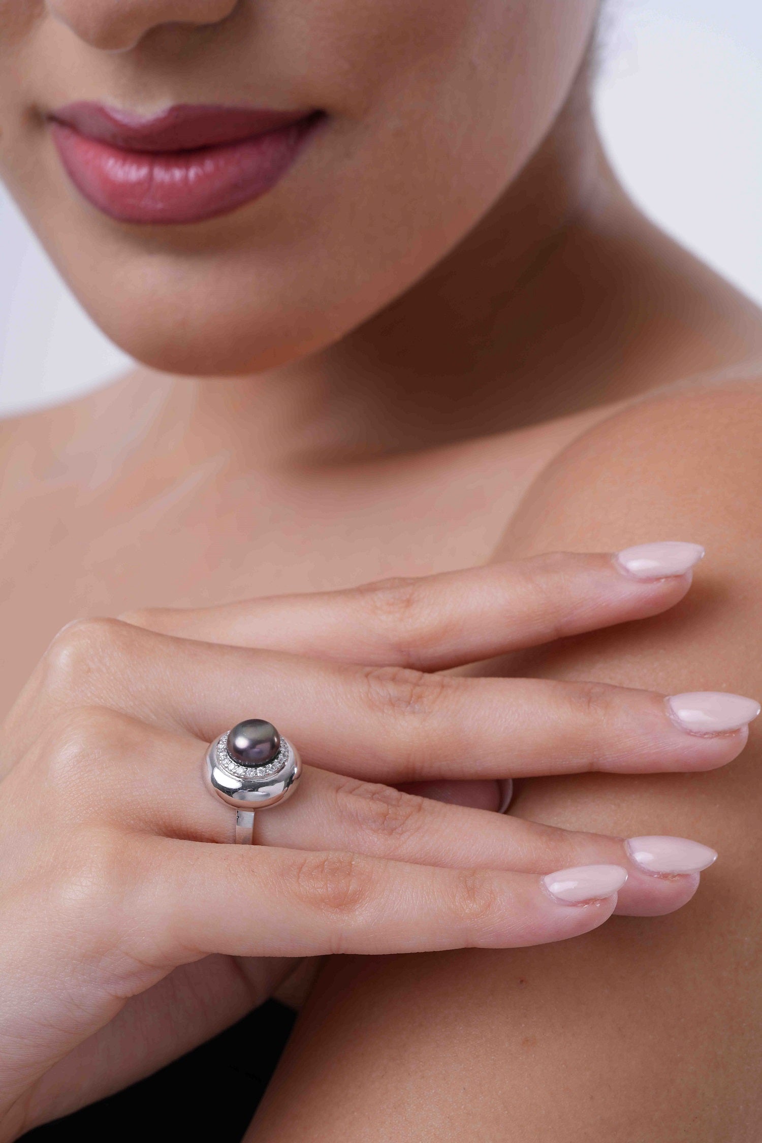 Bubble Grey Pearl Ring