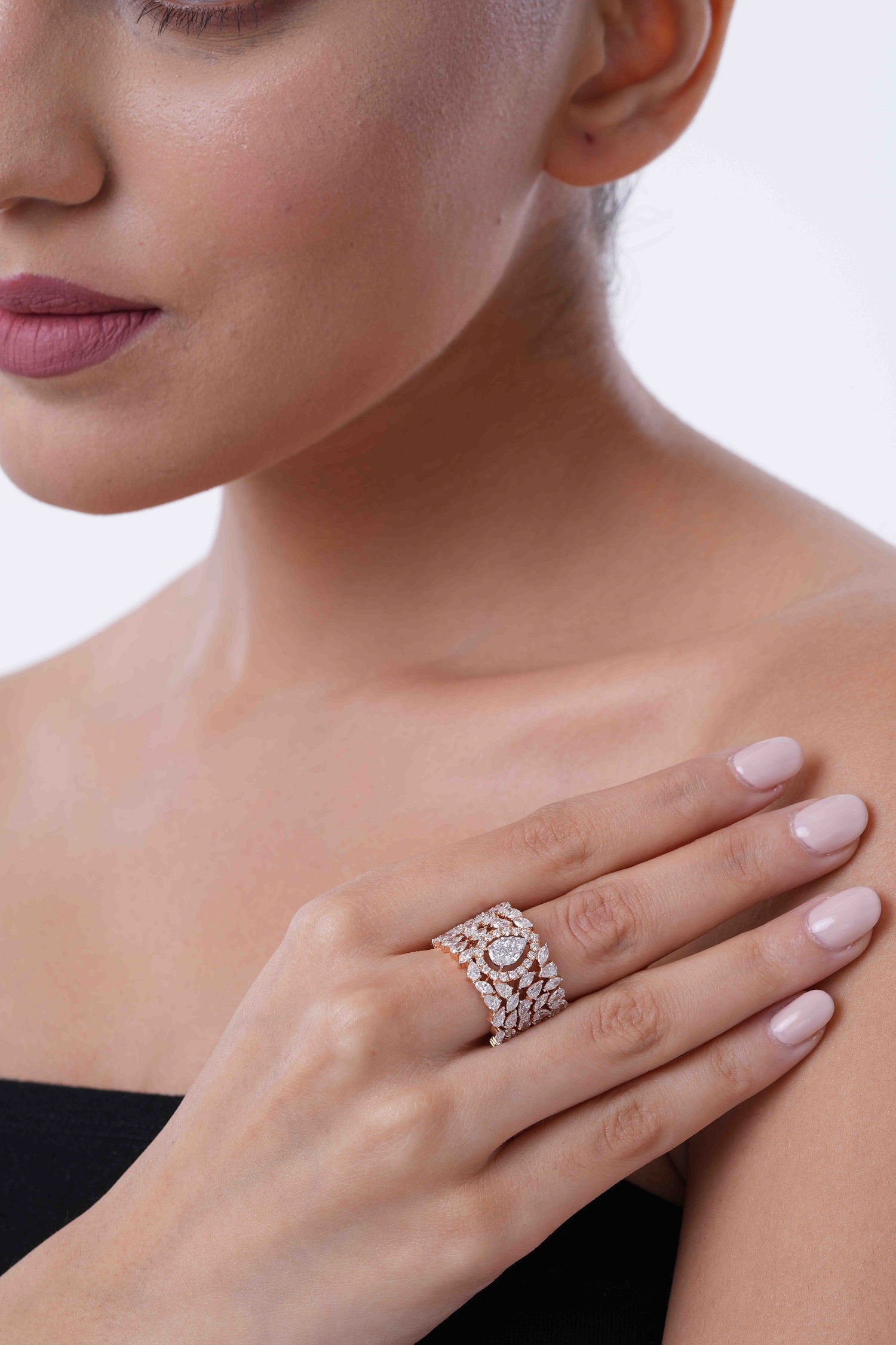 Asterica Illusion Pear Ring