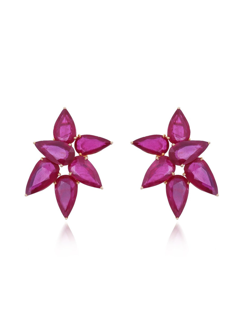 Izzari Rosé Ruby Floral Statement Earrings