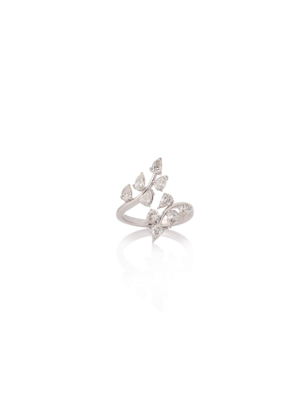 Starlit Marquise Diamond Ring in 18K white gold with natural diamonds – front view