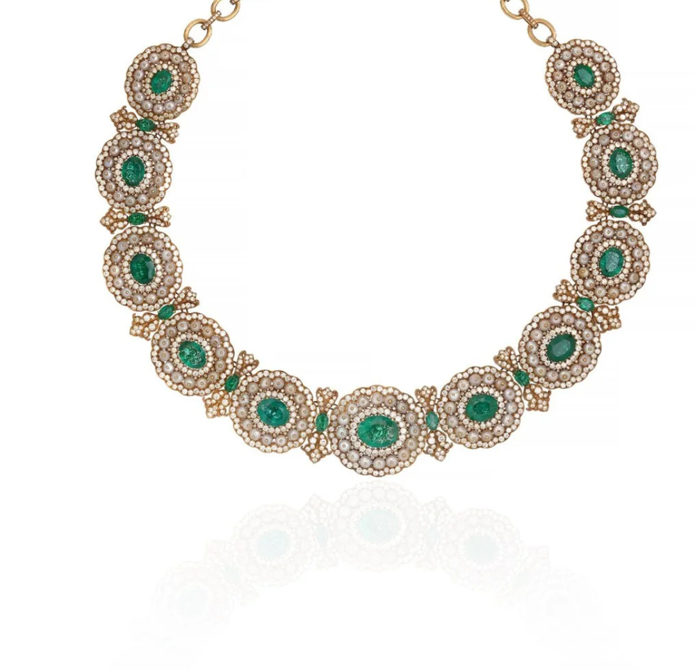 Verde Lumière Emerald Diamond Necklace Set
