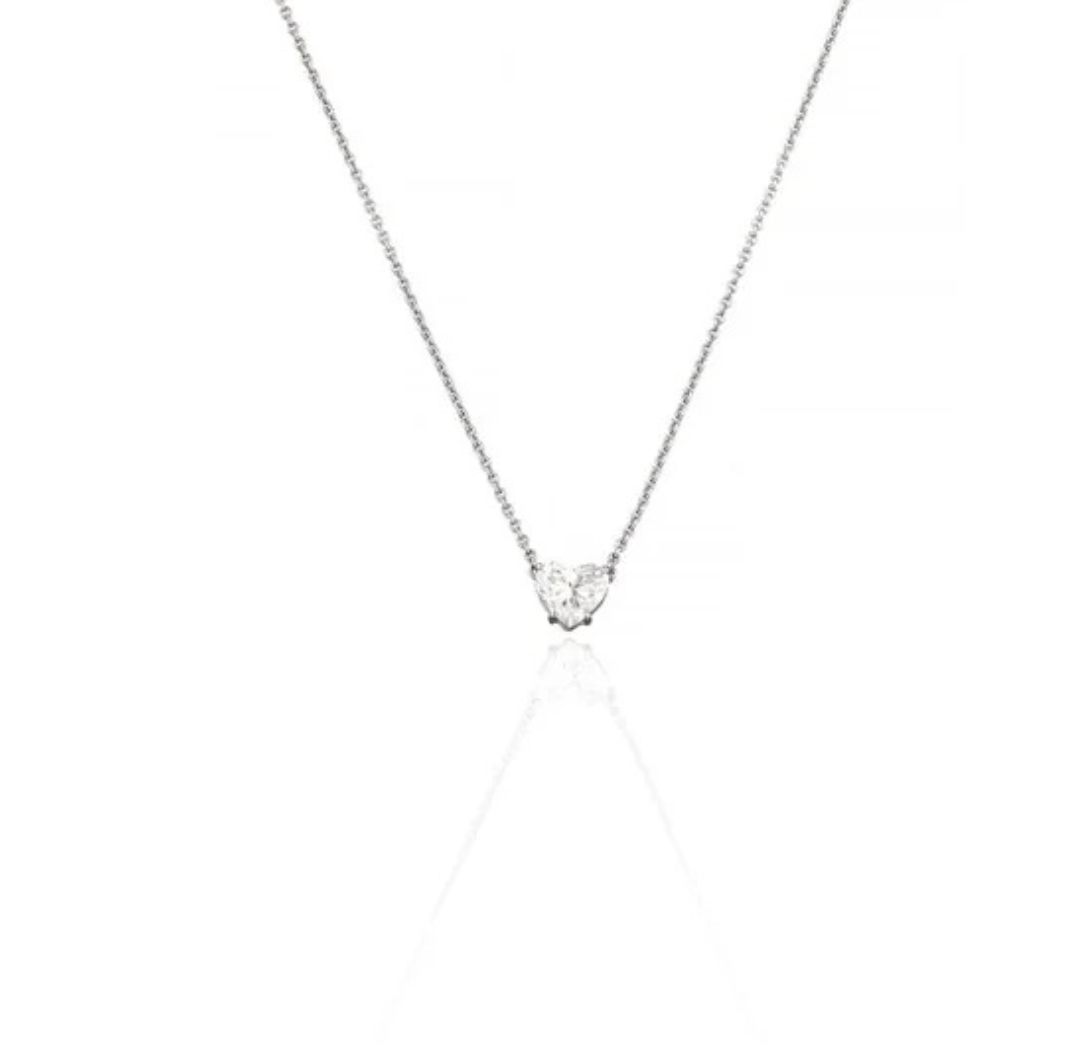 18K White Gold Diamond Solitaire Pendant Necklace
