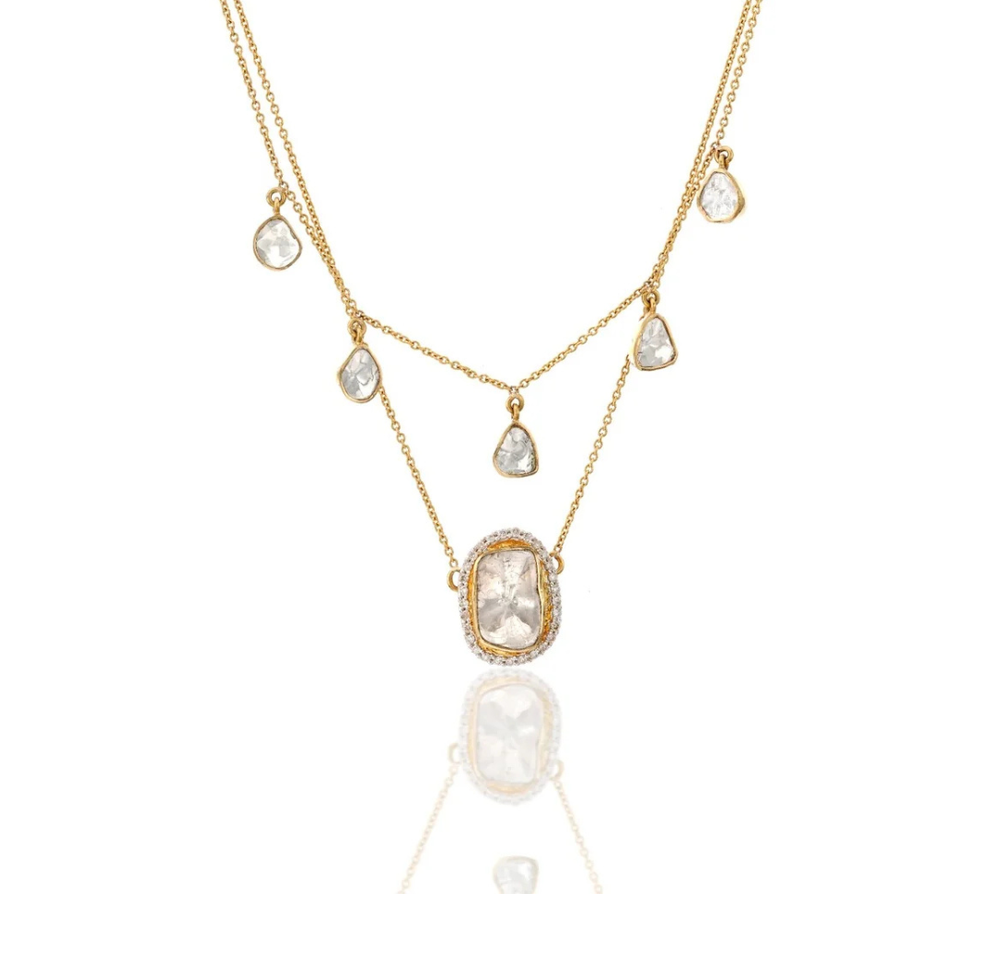 Izzari Celeste Layered Diamond Necklace in 18K Gold