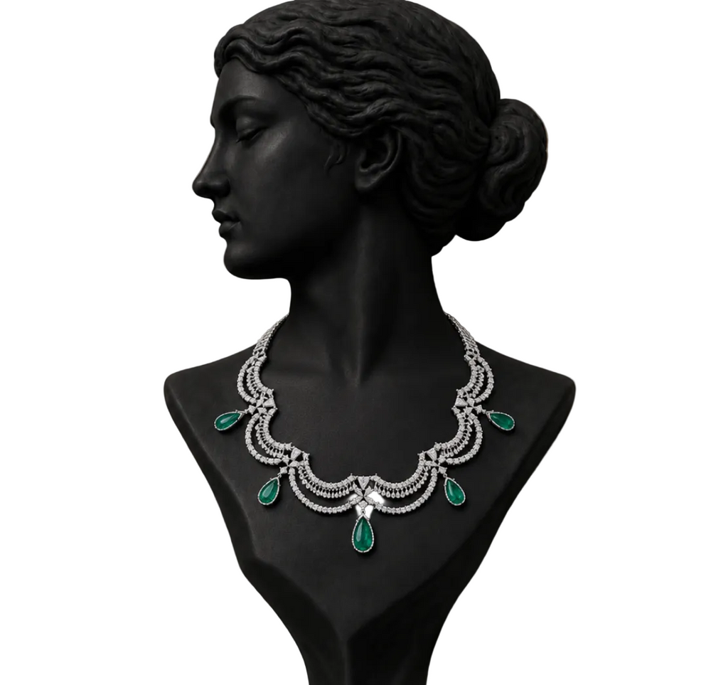 Emerald Diamond Couture Necklace in 18K Gold