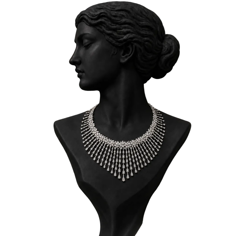 Izzari Majestic Fancy Cut Diamond Statement Necklace in 18K Gold