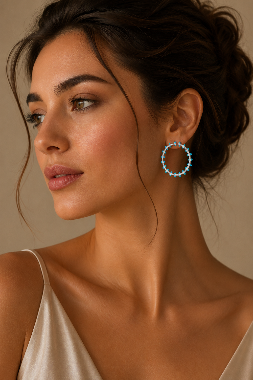 Izzari Azure Halo Diamond Hoop Earrings