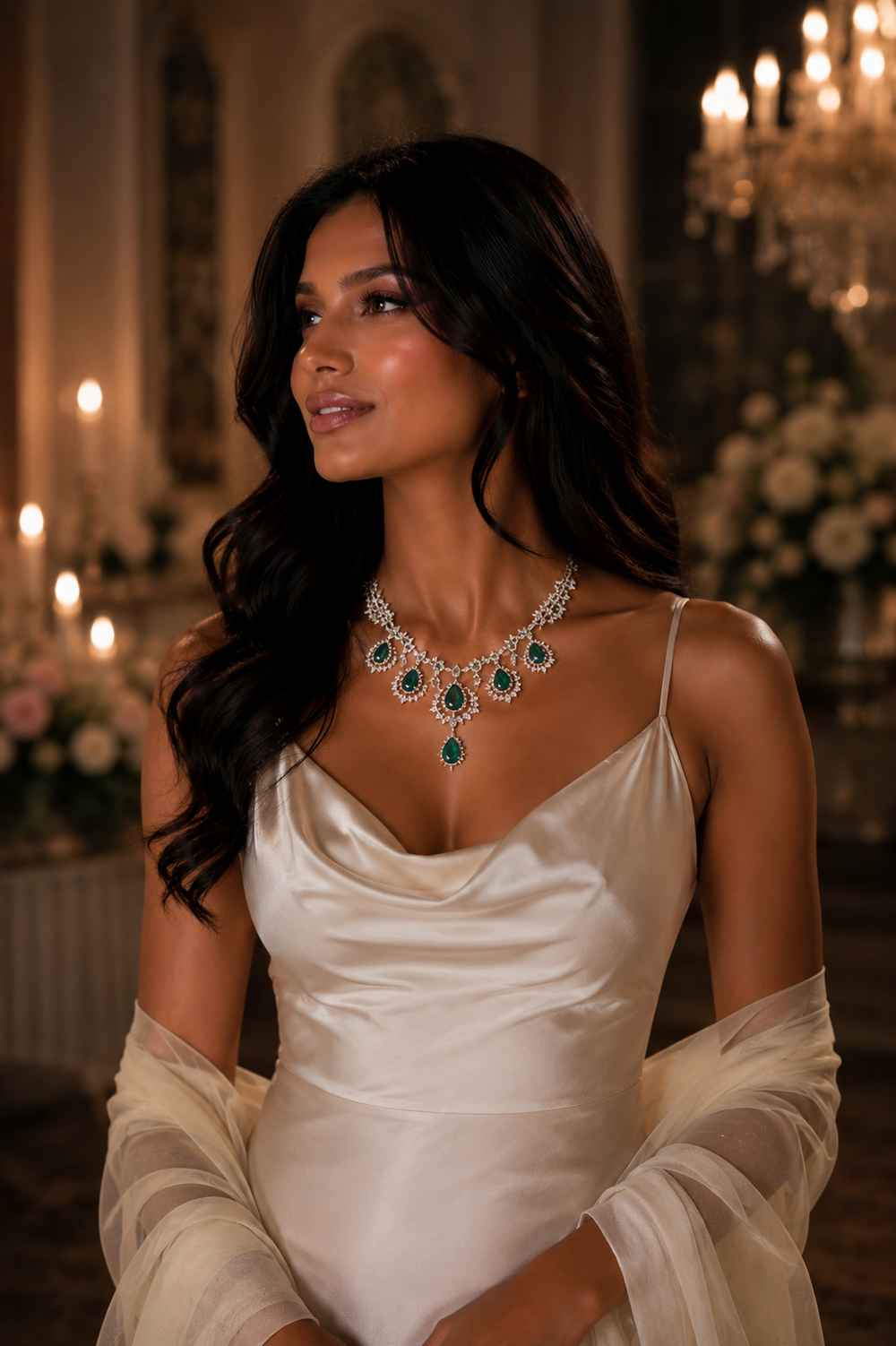 Imperial Diamond Waterfall Statement Necklace in 18K Gold | Luxury High Jewellery