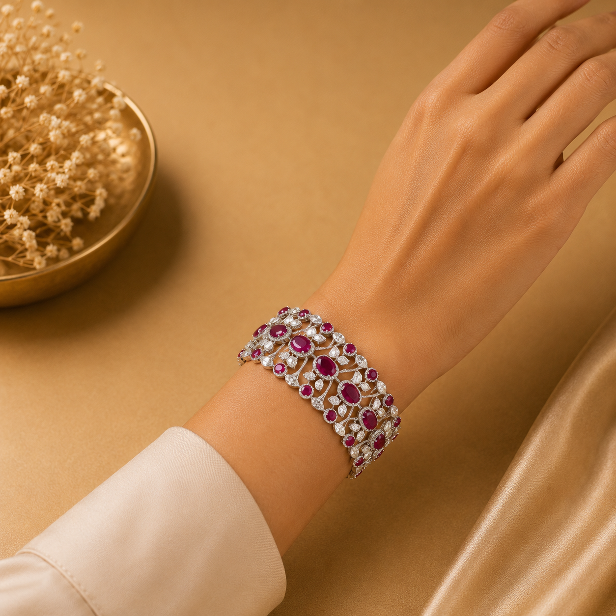 Majestique Royale Diamond Couture Bracelet in 18K White Gold
