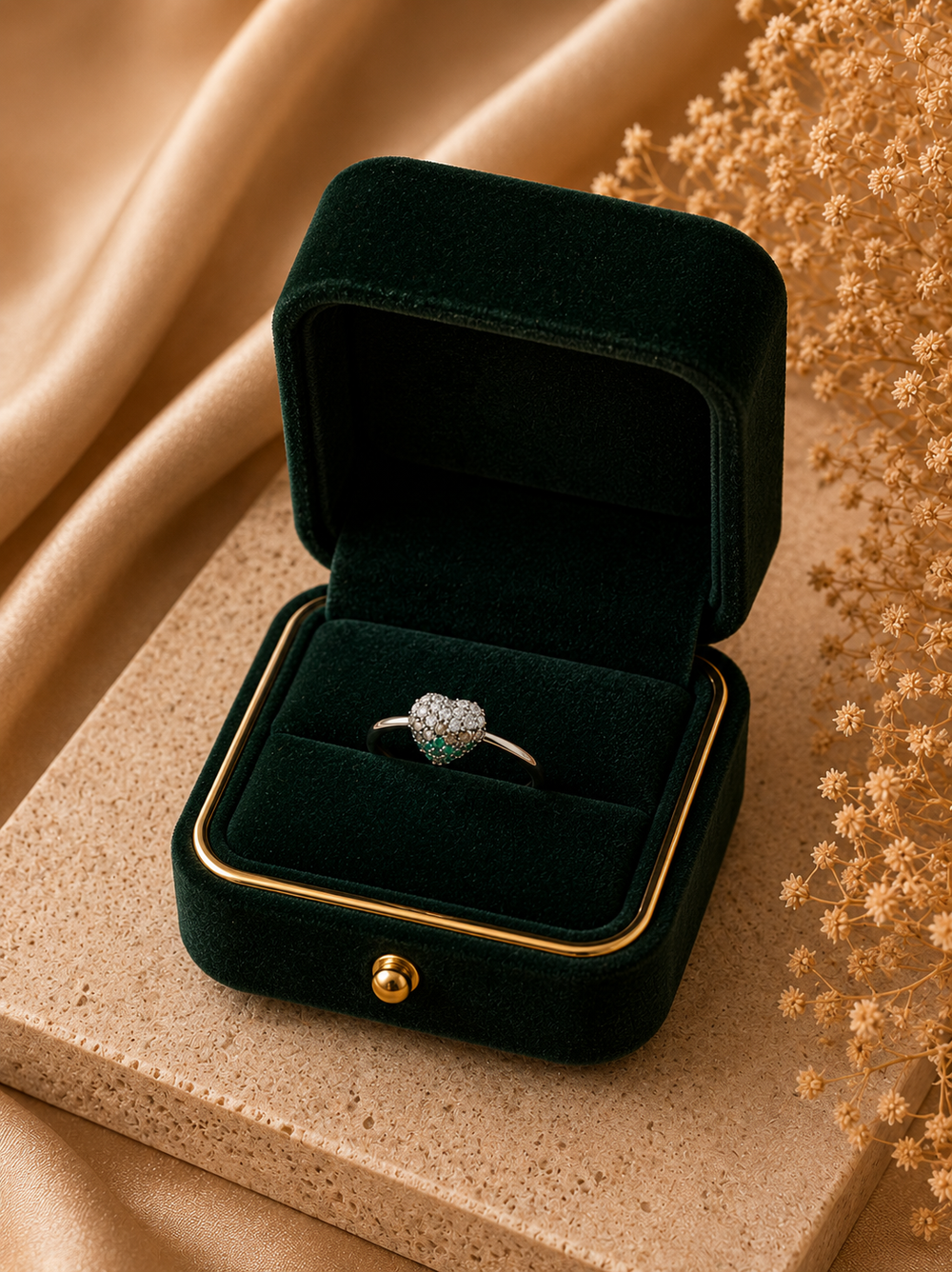 Emerald Bloom Solitaire Ring