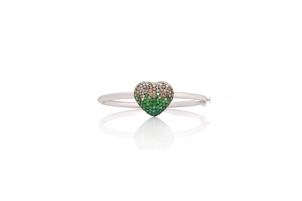 Disco Heart Garden Diamond Bracelet in 18K White Gold
